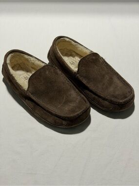 Ugg Brown Suede Faux-Fur Lined Slippers